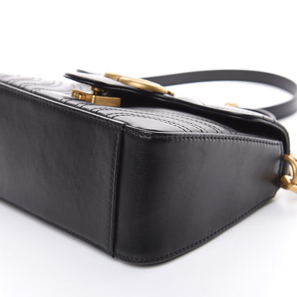 Gucci Calfskin Matelasse Mini GG Marmont Top Handle Shoulder Bag Black 9 of 9