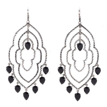 John Hardy Sterling Silver Black Onyx Classic Chain Chandelier Earrings 1 of 5