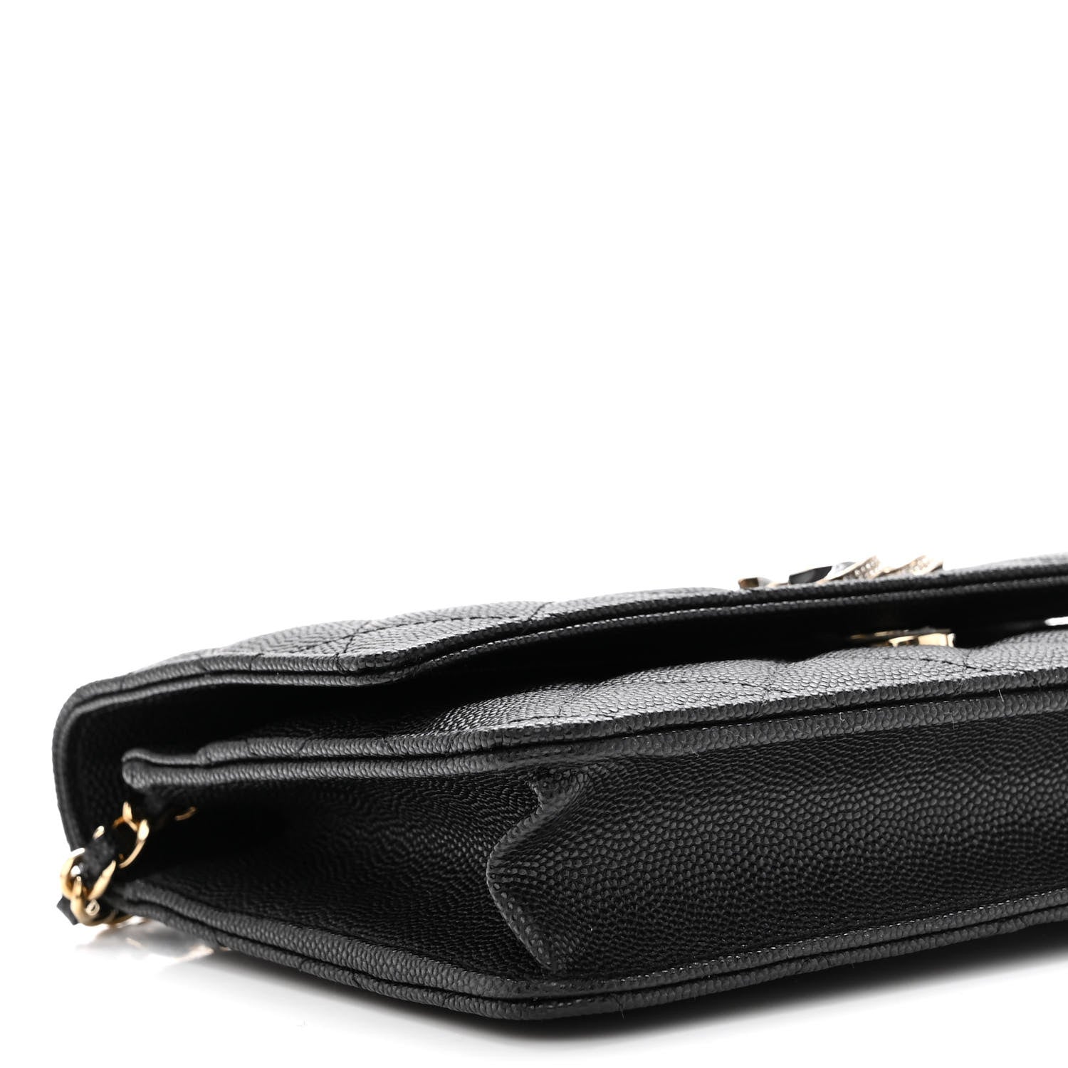 Chanel Caviar Quilted Crystal Enamel CC Wallet On Chain WOC Black 9 of 10