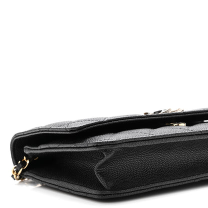 Chanel Caviar Quilted Crystal Enamel CC Wallet On Chain WOC Black 9 of 10
