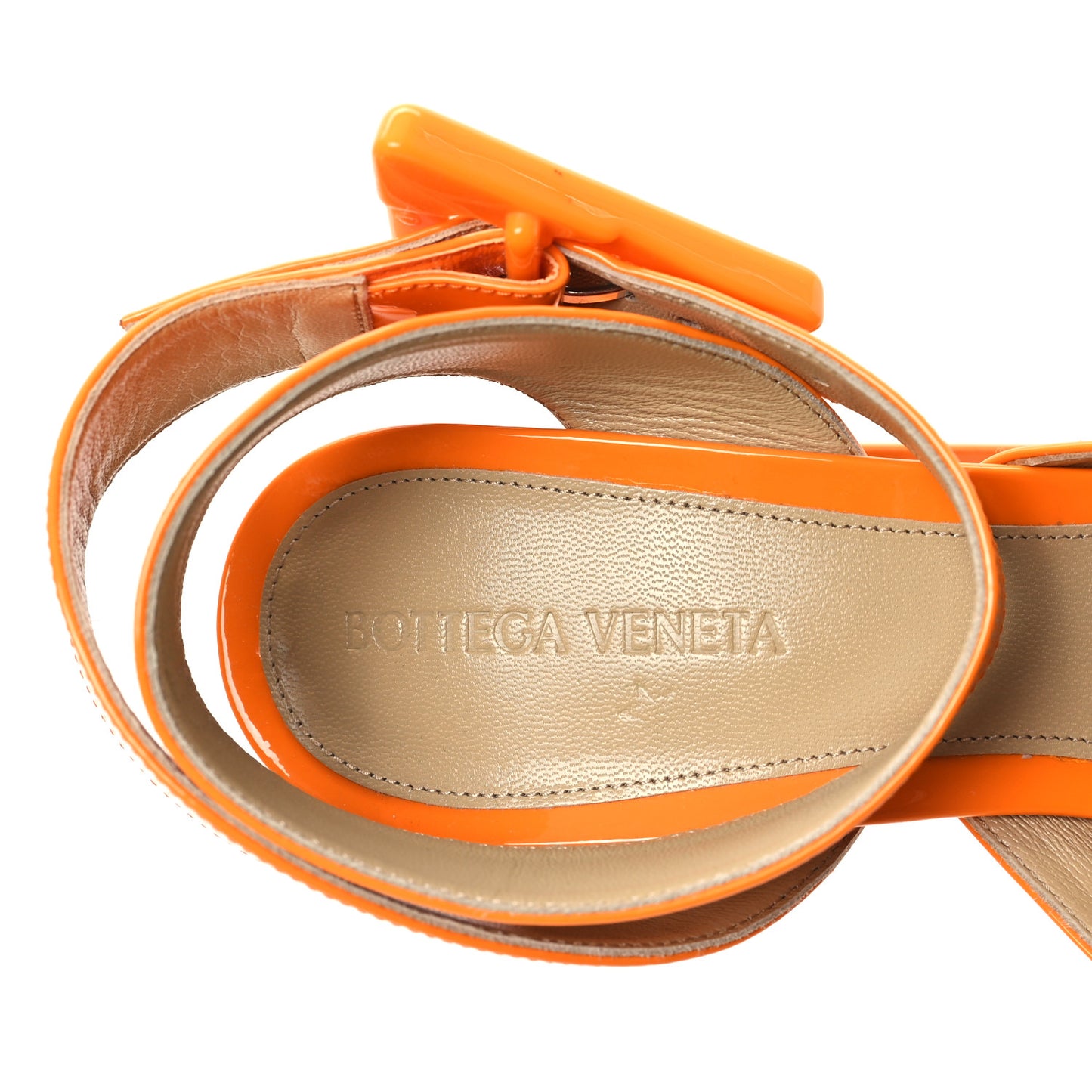 Supergloss Patent Tower 40/140mm Platform Pumps 39 Tangerine