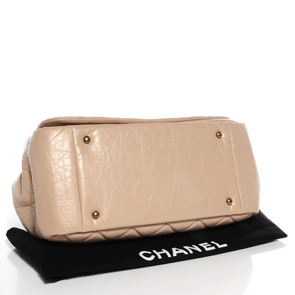 Chanel Aged Calfskin Quilted Large Pondichery Flap Beige 4 of 8