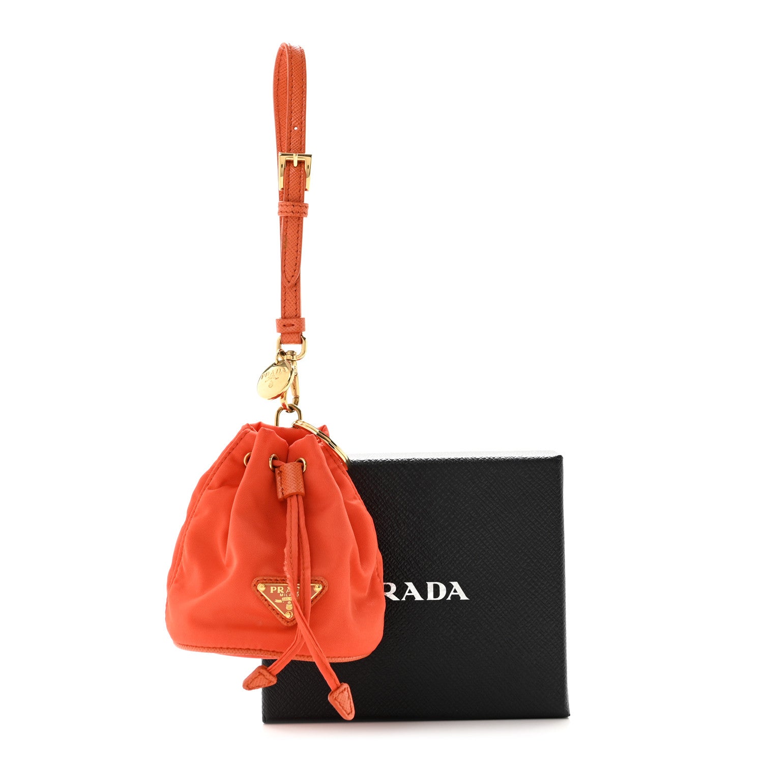 Prada Re-Nylon Saffiano Mini Icon Keychain Charm Arancio 9 of 9