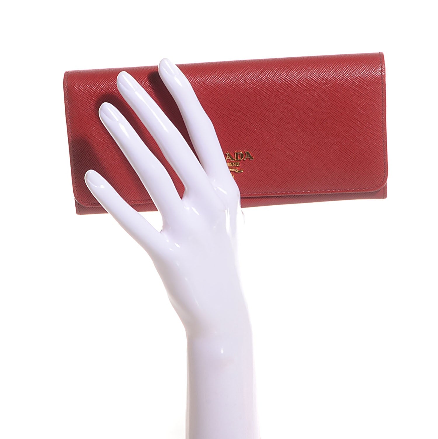 Prada Saffiano Metal Continental Flap Wallet Fuoco 2 of 10