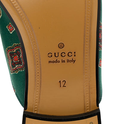 Gucci Satin Goatskin Jewel Highlands Printed Mens Princetown Slippers 12 Green 6 of 9