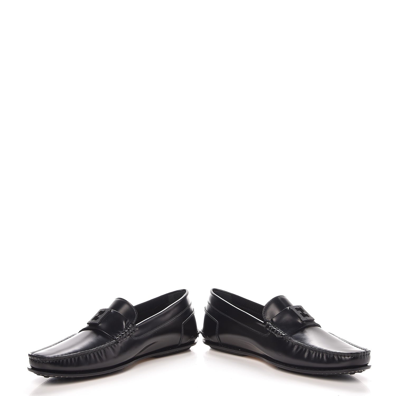 Fendi Vitello Spazzolato Moccasin Loafers 8 Black 6 of 12