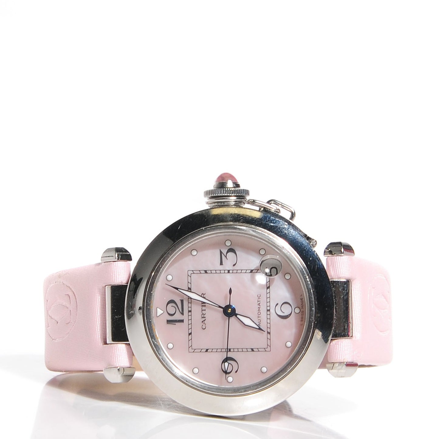 Stainless Steel Satin Mother of Pearl 35mm Miss Pasha Automatic Watch Pink