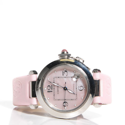 Cartier Stainless Steel Satin Mother of Pearl 35mm Miss Pasha Automatic Watch Pink 7 of 9