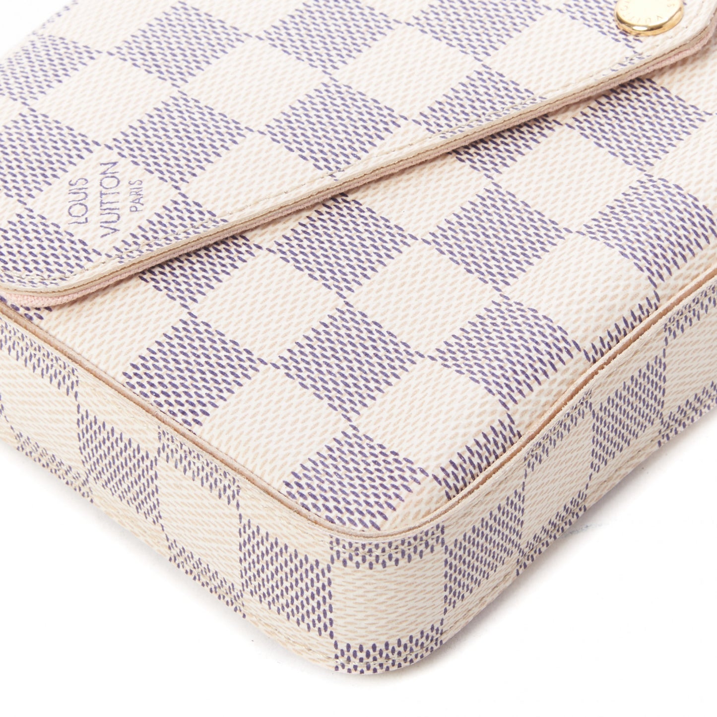 Damier Azur Pochette Felicie Chain Wallet Rose Ballerine