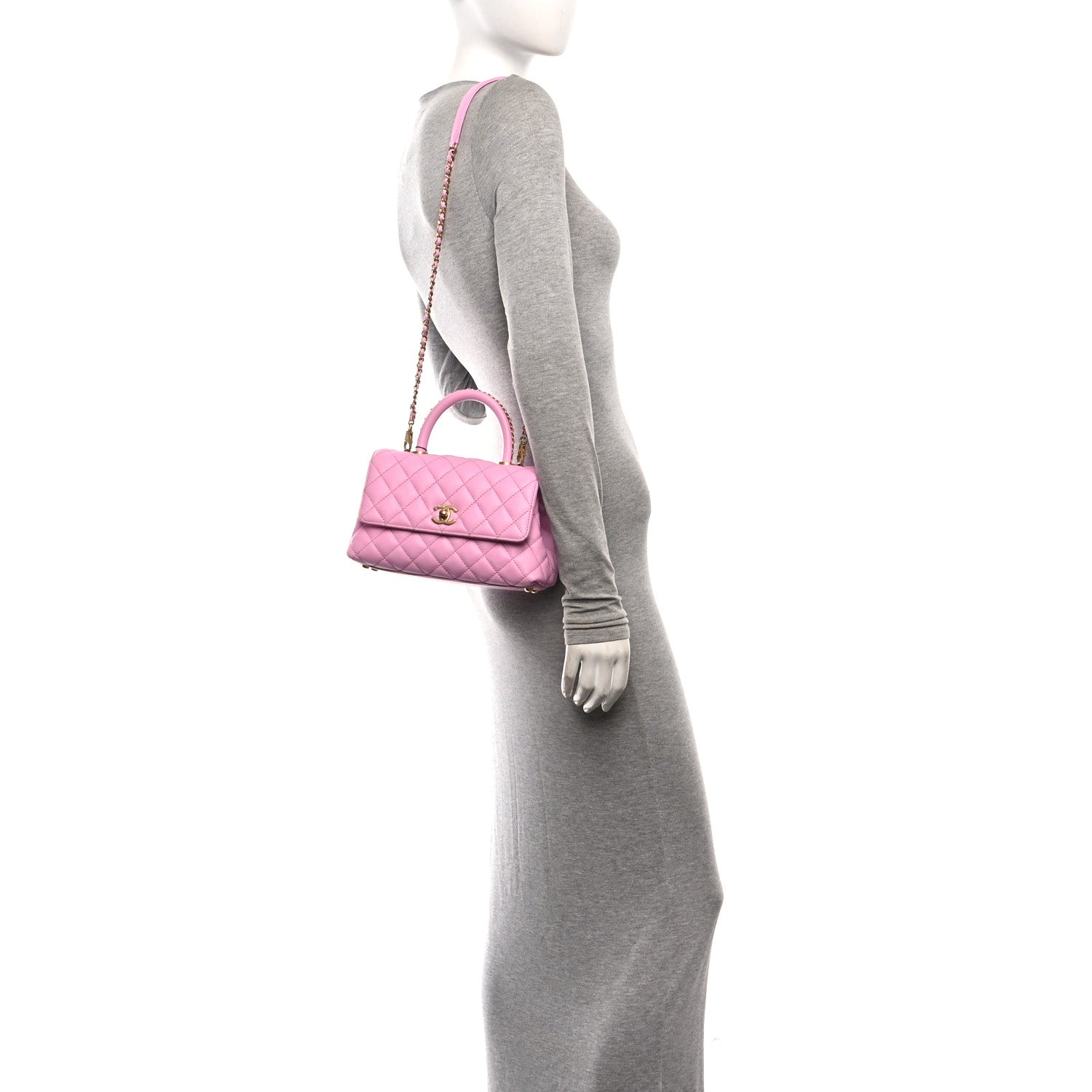 Chanel Caviar Quilted Mini Coco Chain Handle Flap Pink 2 of 10