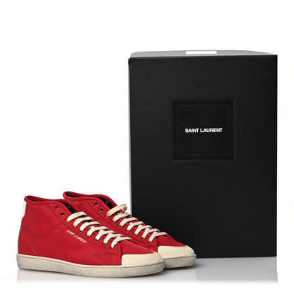 Saint Laurent Nylon Mens Court Classic SL/39 Mid Top 8 Banjar Red Coffee White 14 of 14