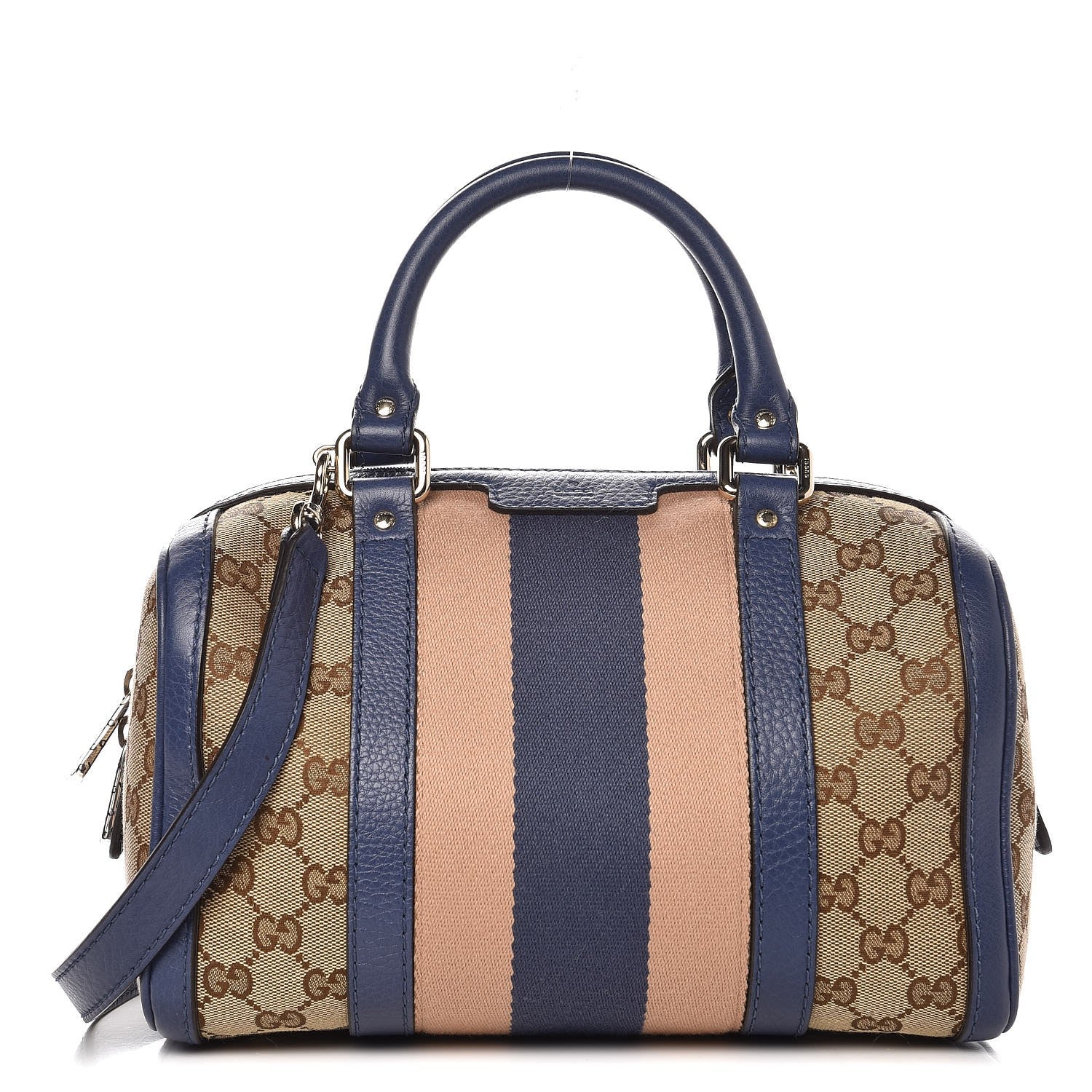 Gucci Monogram Vintage Web Small Boston Blue 1 of 8