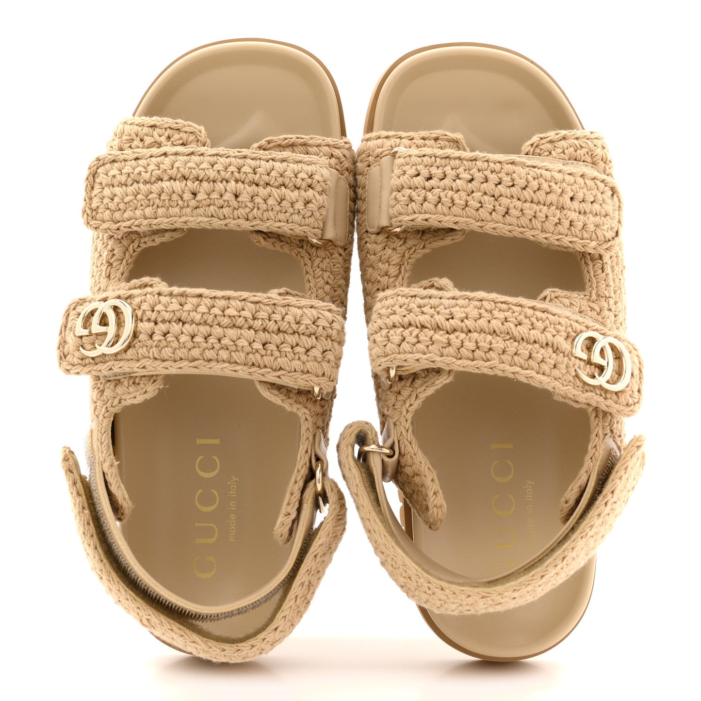 Raffia Cotton Crochet GG Sandals 37 Ecru Sandstorm