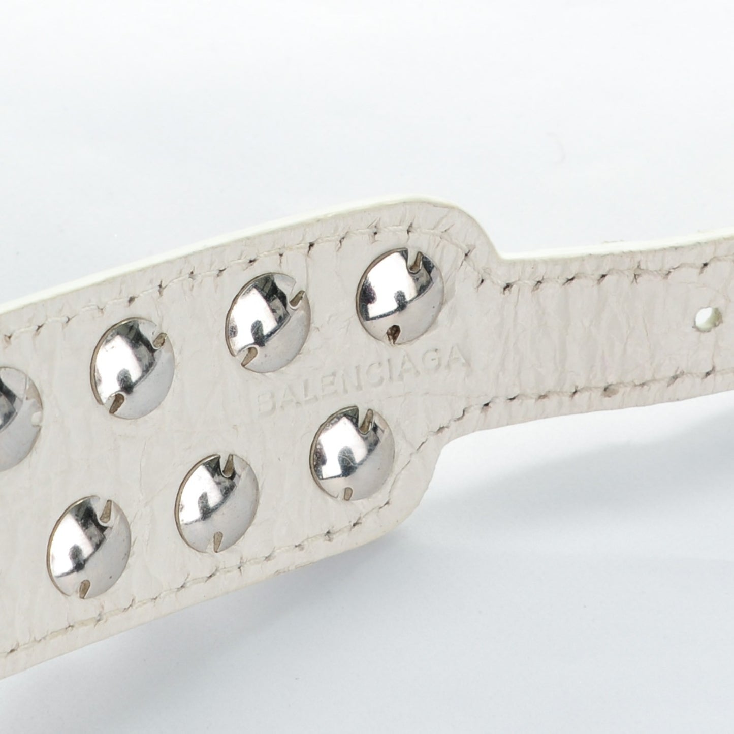 Agneau Giant Silver Hardware Two Row Stud M Bracelet White Light