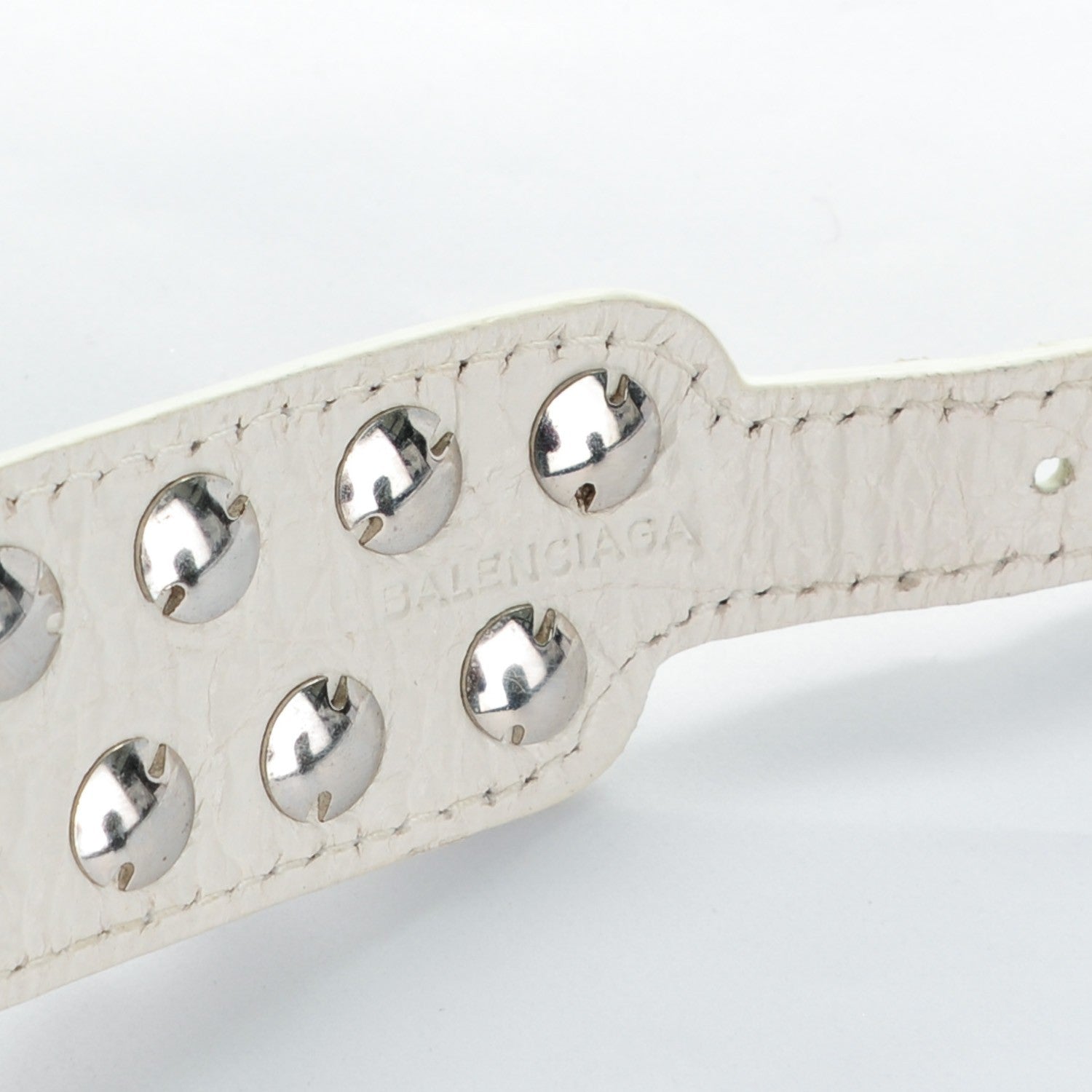 Balenciaga Agneau Giant Silver Hardware Two Row Stud M Bracelet White Light 4 of 5