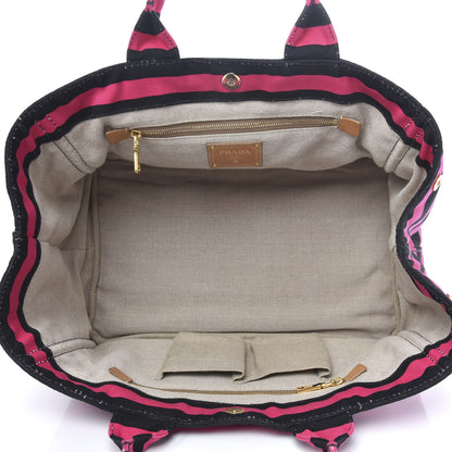 Prada Canapa Striped Tote Fuxia 5 of 15