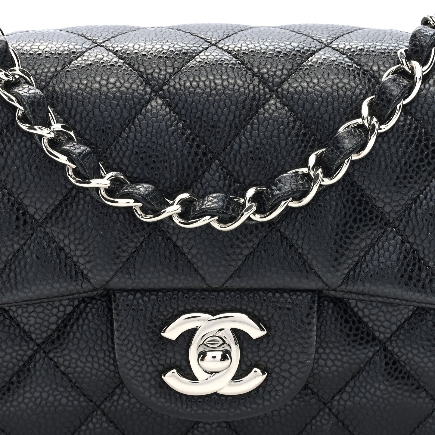 Caviar Quilted Mini Rectangular Flap Black