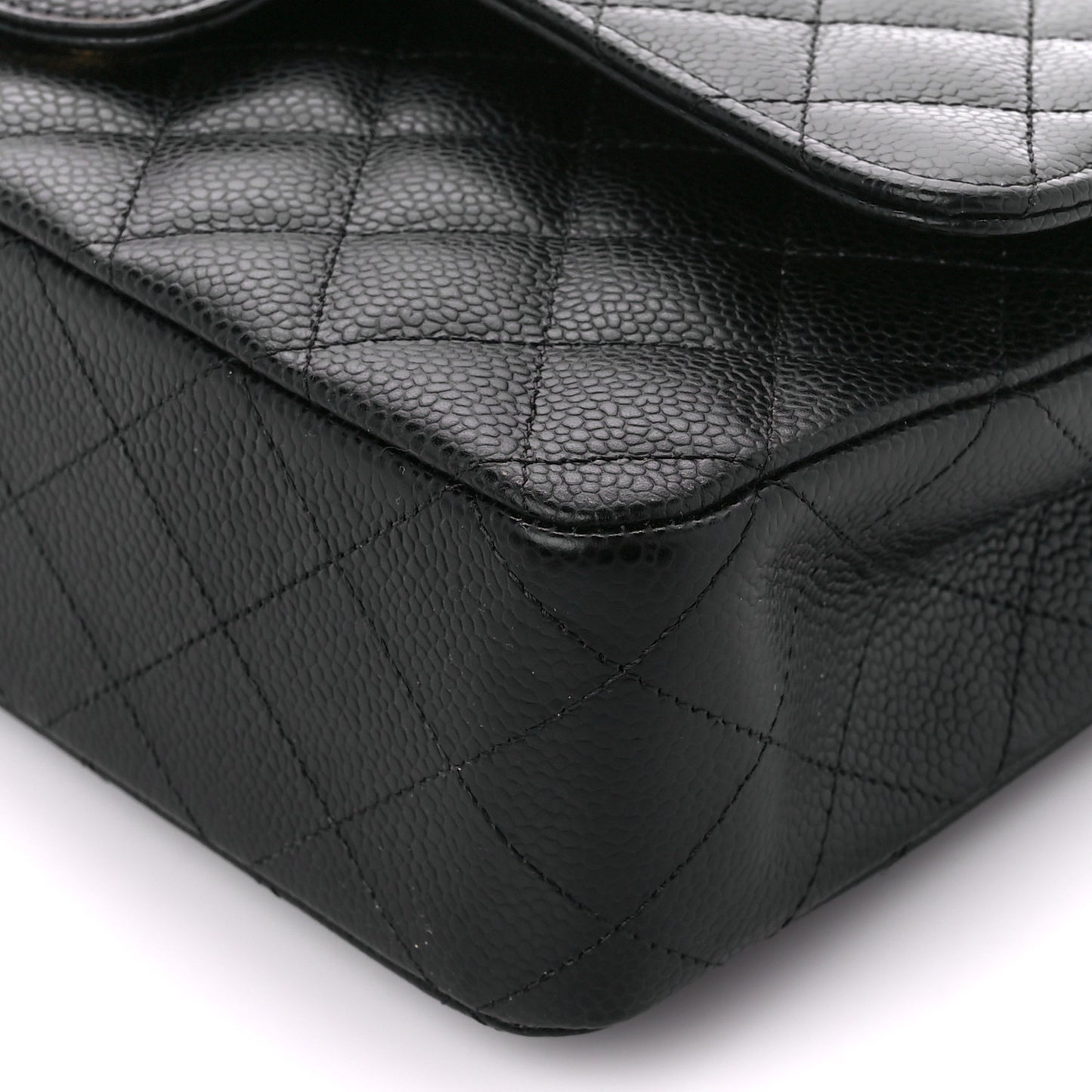 Caviar Quilted Medium Double Flap Black