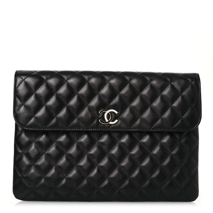 Chanel Lambskin Enamel Quilted Document Portfolio Holder Black 1 of 13