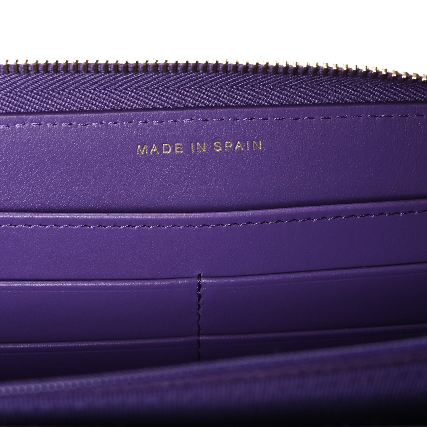 Caviar Quilted Large Gusset Zip Around Wallet Purple