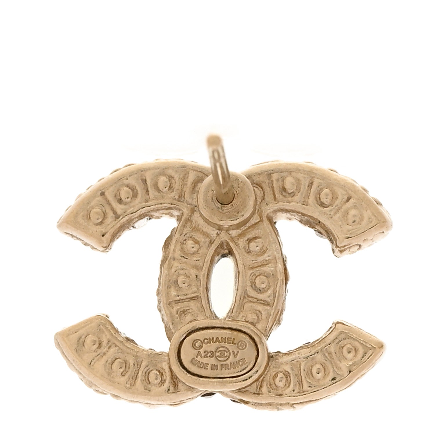 Chanel Metal Graduated Pearl Crystal CC Earrings Light Gold 4 of 5