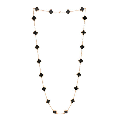 Van Cleef & Arpels 18K Yellow Gold Black Onyx 20 Motifs Vintage Alhambra Necklace 3 of 6