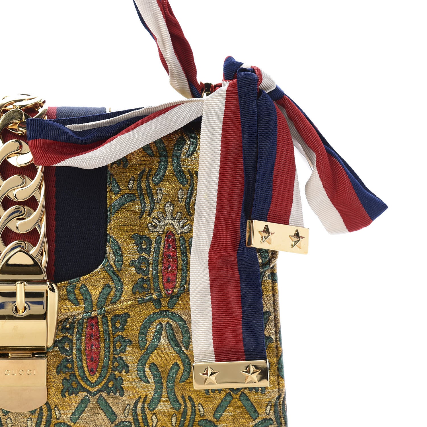 Gucci Iridescent Brocade Small Sylvie Shoulder Bag Gold 12 of 12