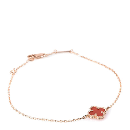 Van Cleef & Arpels 18K Rose Gold Carnelian Sweet Alhambra Bracelet 1 of 7