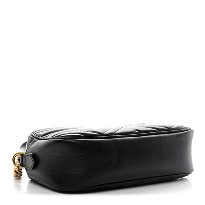 Gucci Calfskin Matelasse Small GG Marmont Chain Shoulder Bag Black 4 of 13