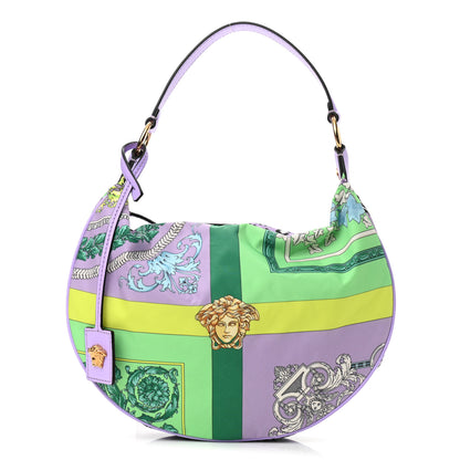 Versace Nylon Calfskin Barocco Mosaic Print Hobo Bag Jacaranda Multicolor 1 of 9