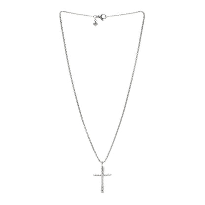David Yurman Sterling Silver Diamond Pave 29mm Crossover Cross Necklace 3 of 4
