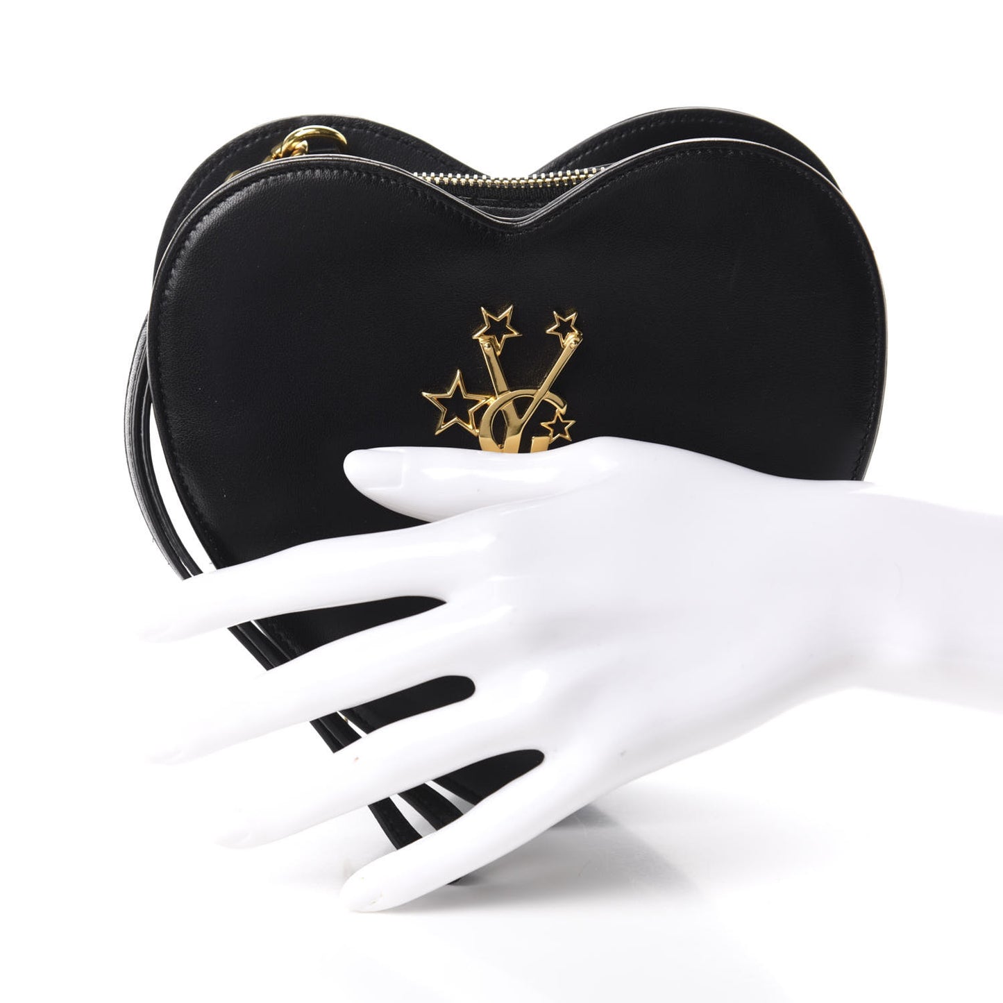 Lambskin Love Heart Clutch Black