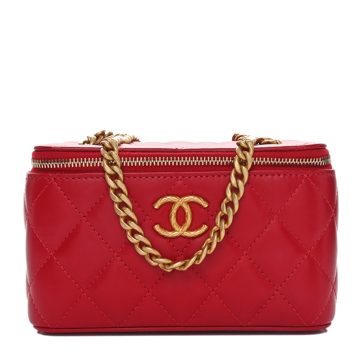 Chanel Lambskin Quilted Small Pillow Crush Vanity Case With Chain Dark Red 1 of 11