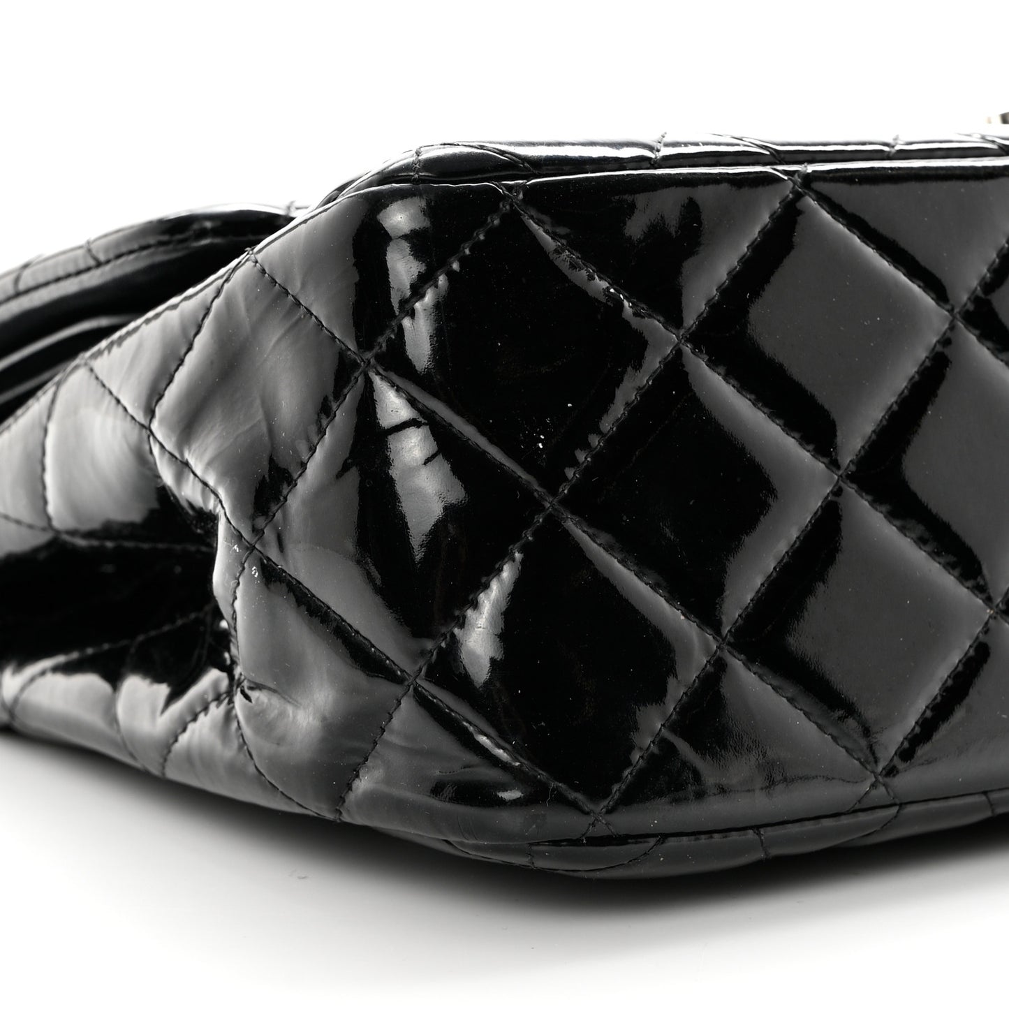 Patent Quilted Jumbo Double Flap Black