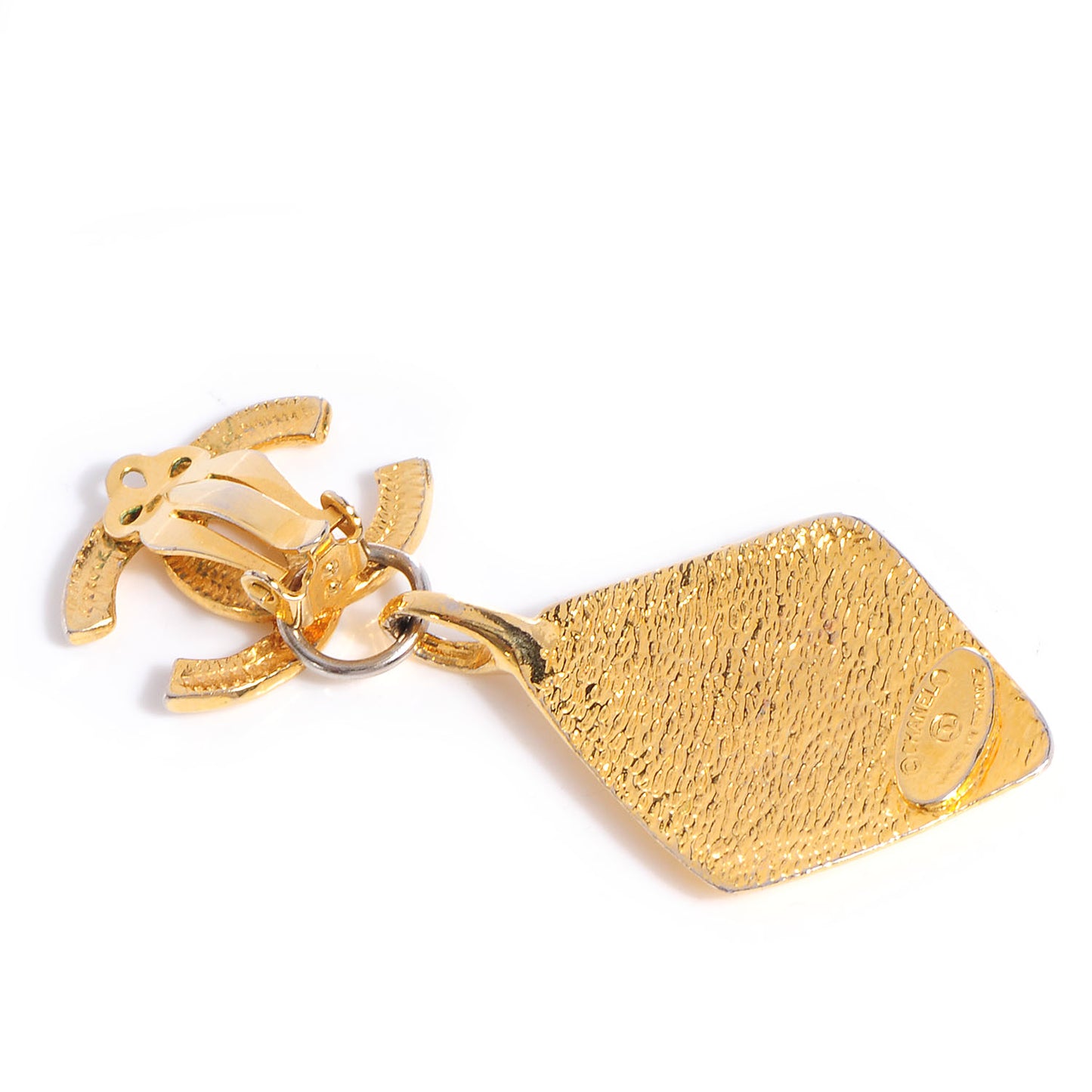 CC Drop Clip On Earrings Gold