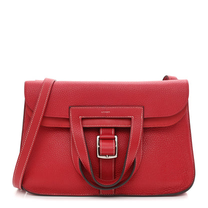 Hermes Taurillon Clemence Verso Halzan 31 GM Rouge Casaque Vermillion 1 of 13