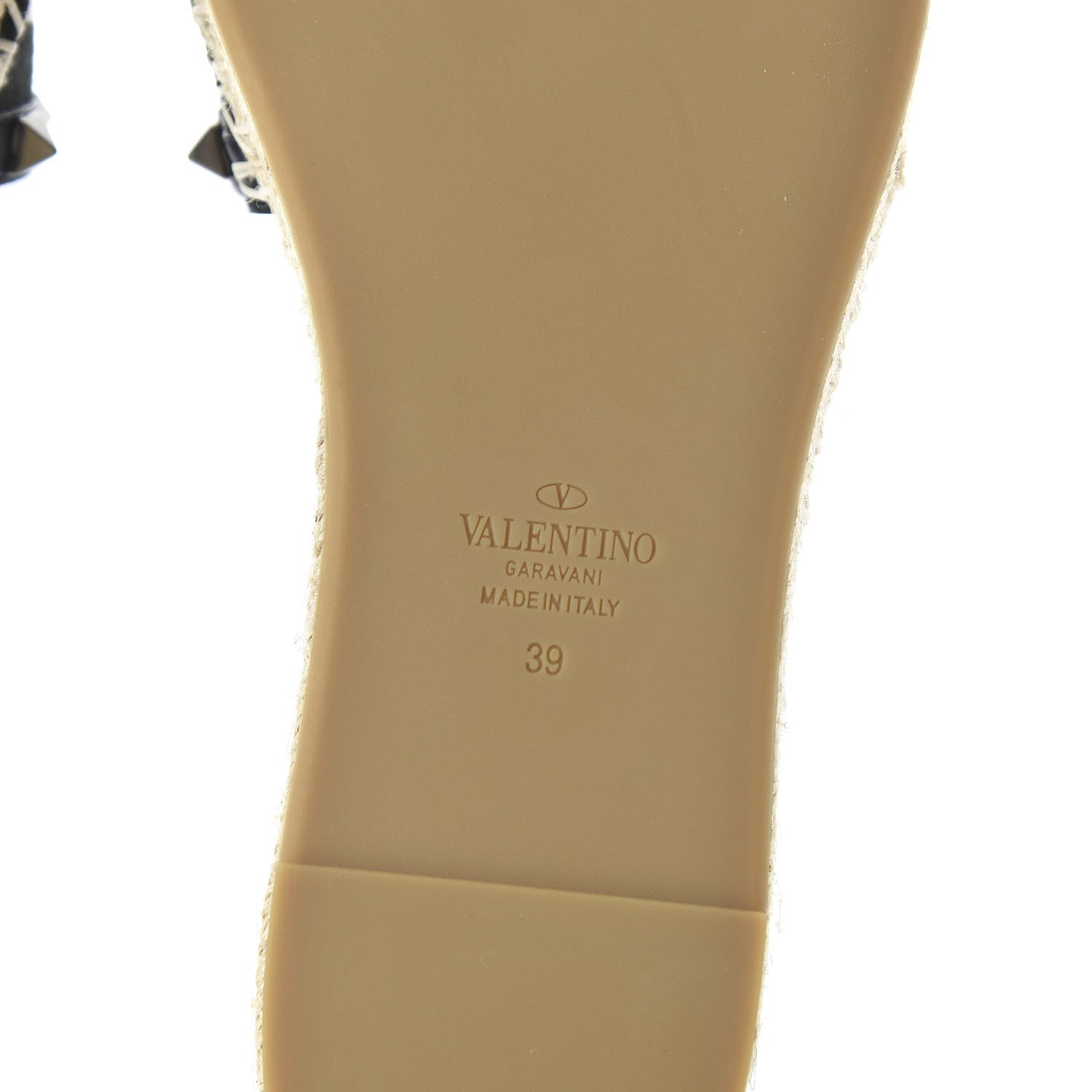 Valentino Garavani Canvas Giraffe Rockstud Espadrille Flat Slide Sandals 39 Black White 6 of 10