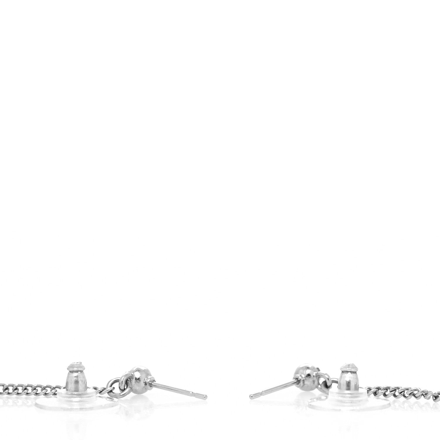 Chanel Baguette Crystal CC Drop Earrings Silver 3 of 3