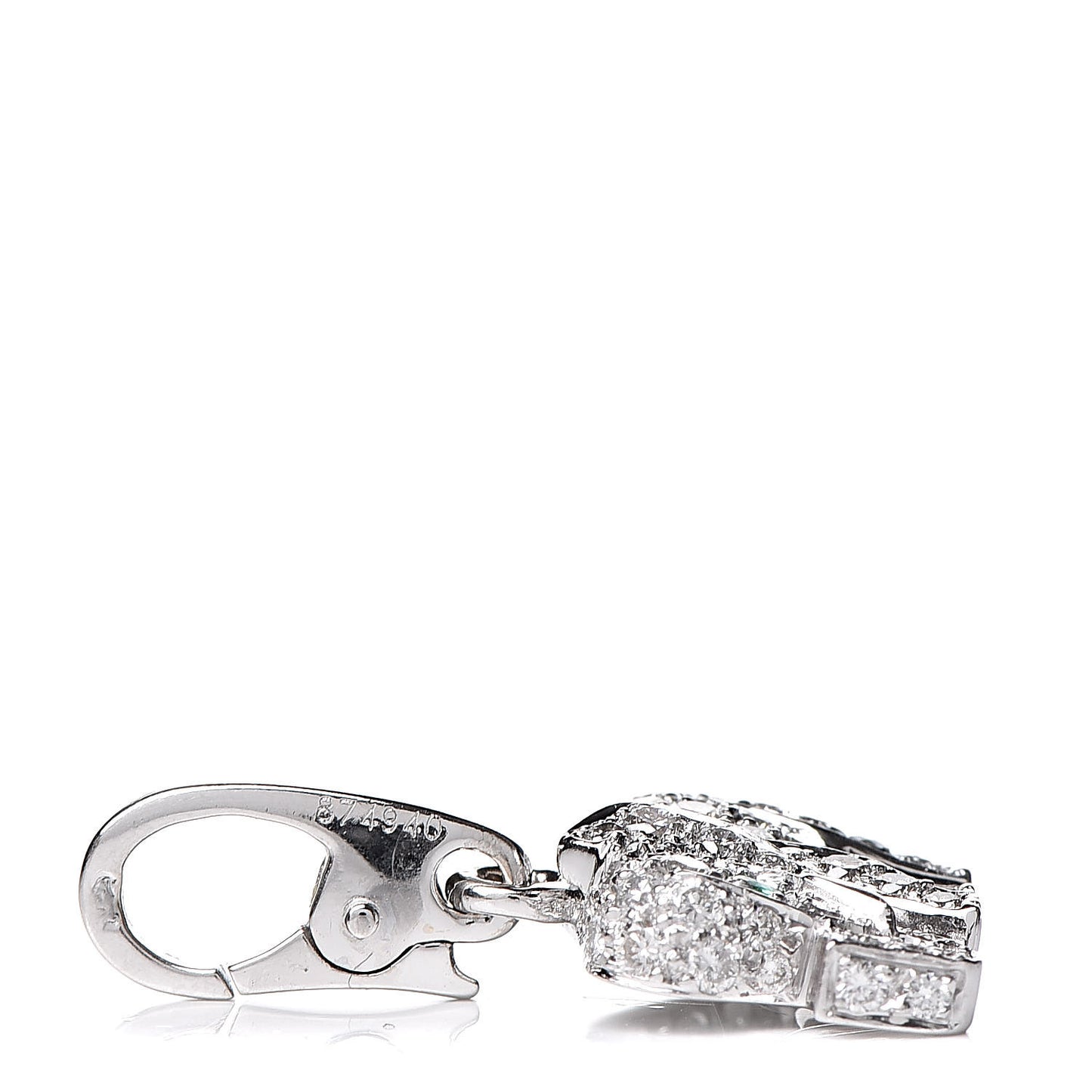 18K White Gold Diamond Emerald Elephant Charm
