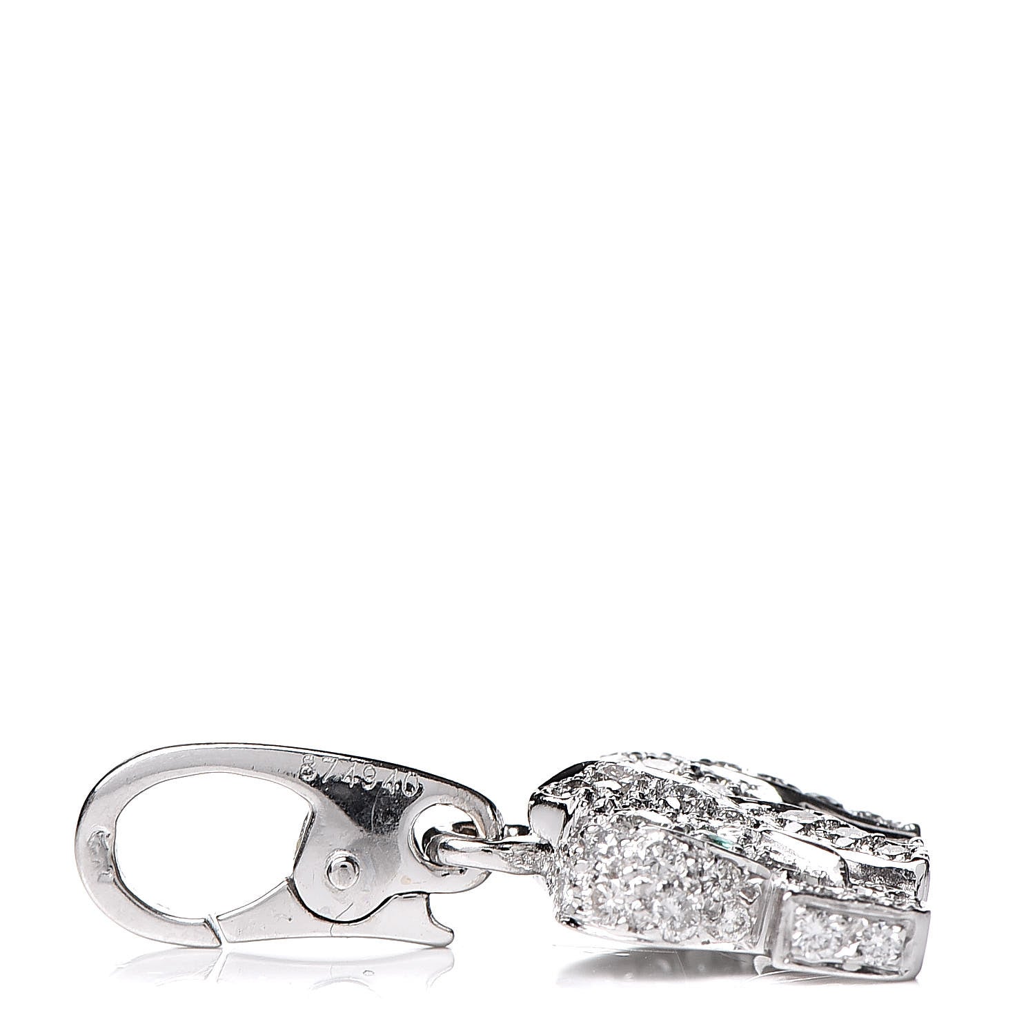 Cartier 18K White Gold Diamond Emerald Elephant Charm 3 of 3