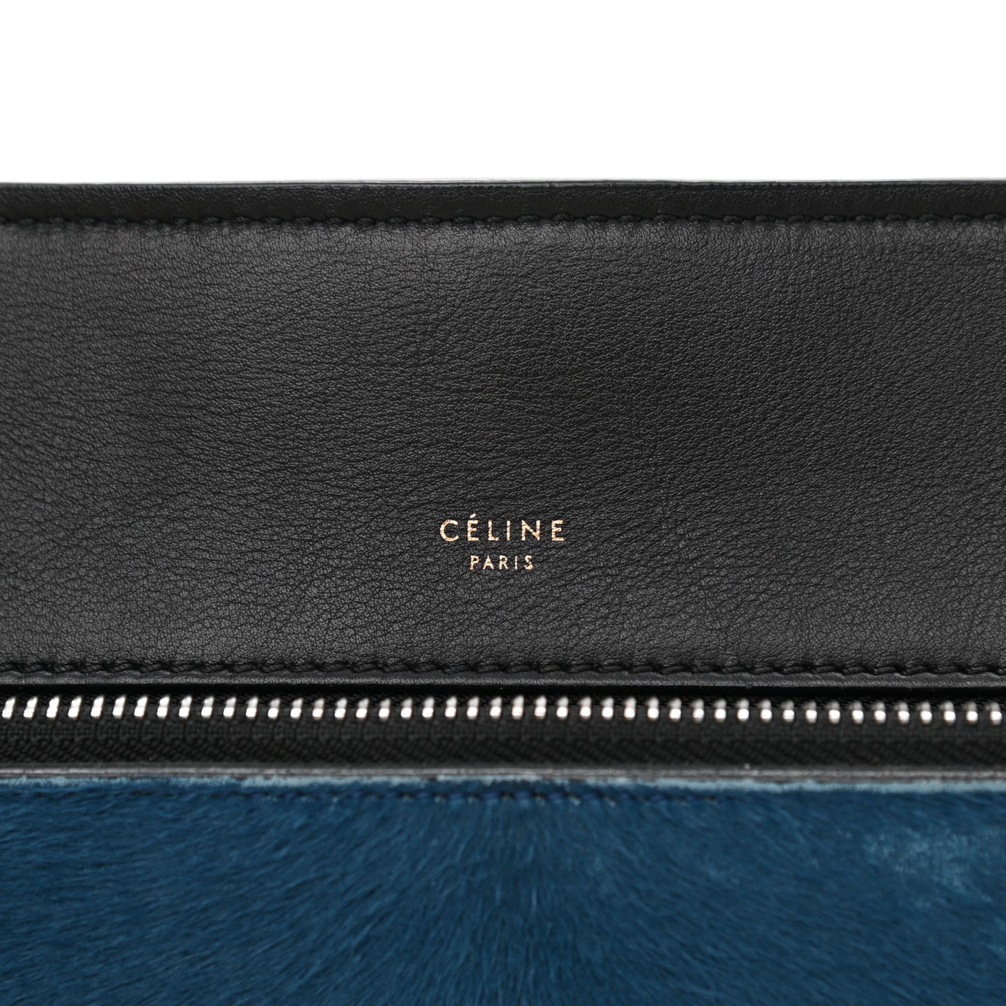 Pony Hair Large Edge Shoulder Bag Ocean Blue