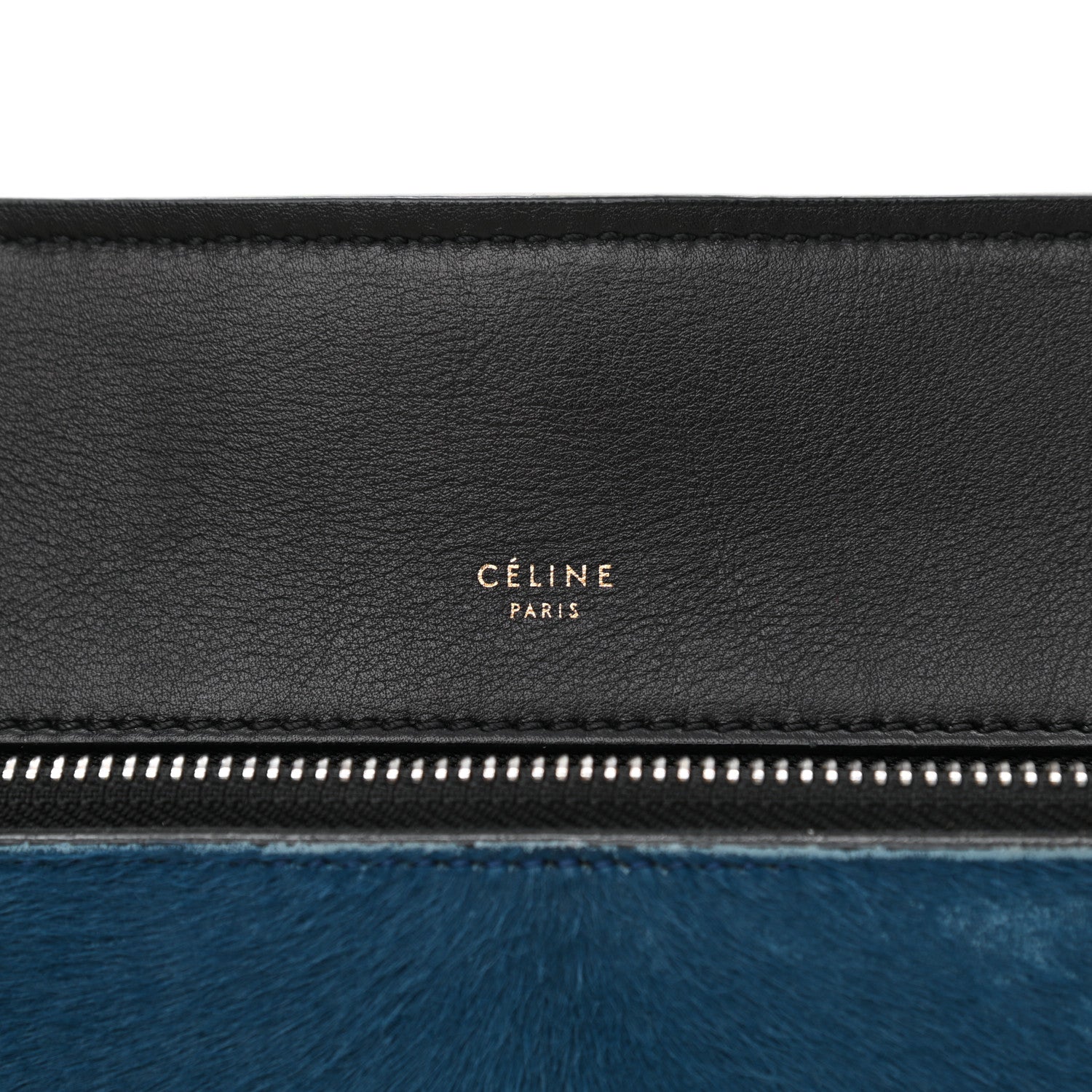 Celine Pony Hair Large Edge Shoulder Bag Ocean Blue 7 of 14