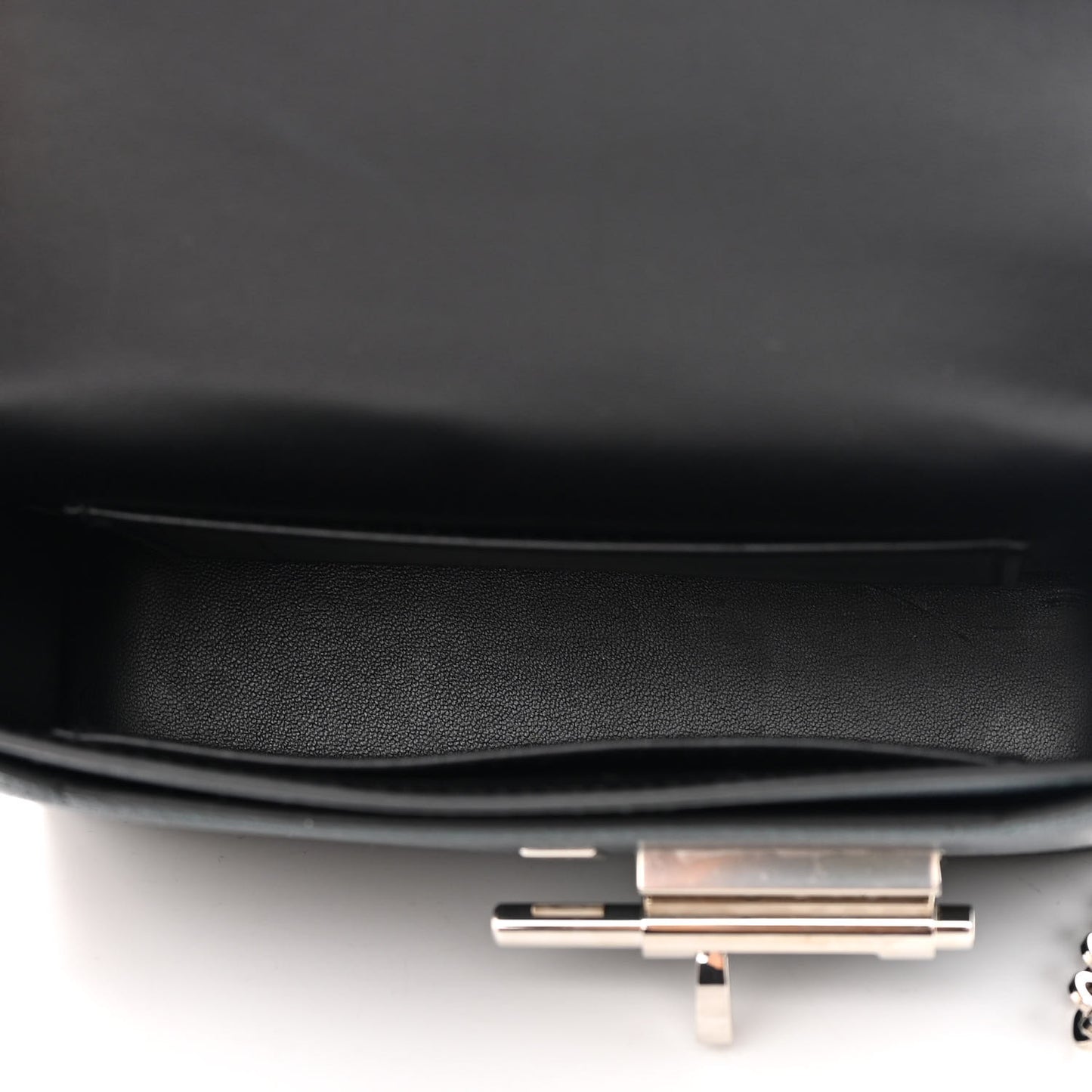 Epsom Shiny Alligator Lizard Chevre Mini Verrou Chaine Bag Vert Cypress Black