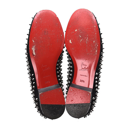 Christian Louboutin Suede Mens Rollerboy Spikes Flat Loafers 39.5 Black 5 of 14