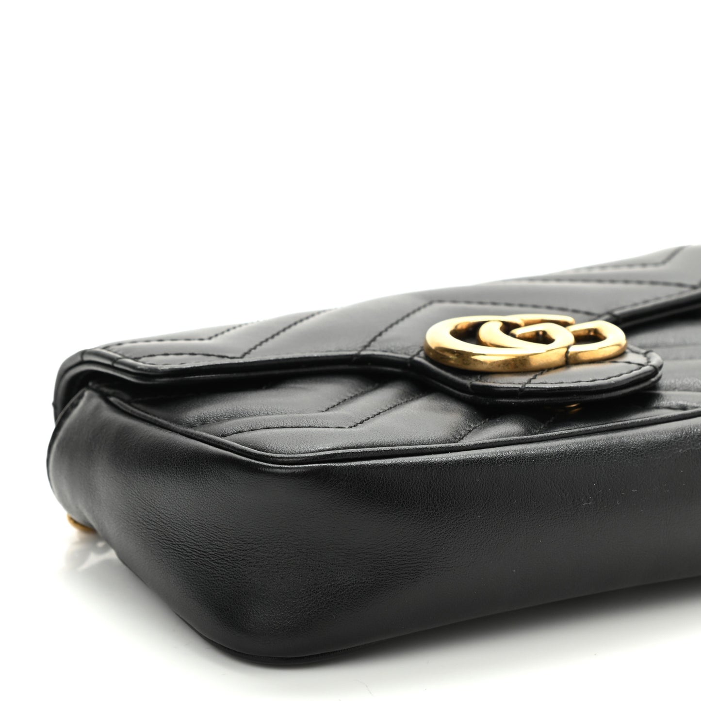 Calfskin Matelasse Super Mini GG Marmont Shoulder Bag Black