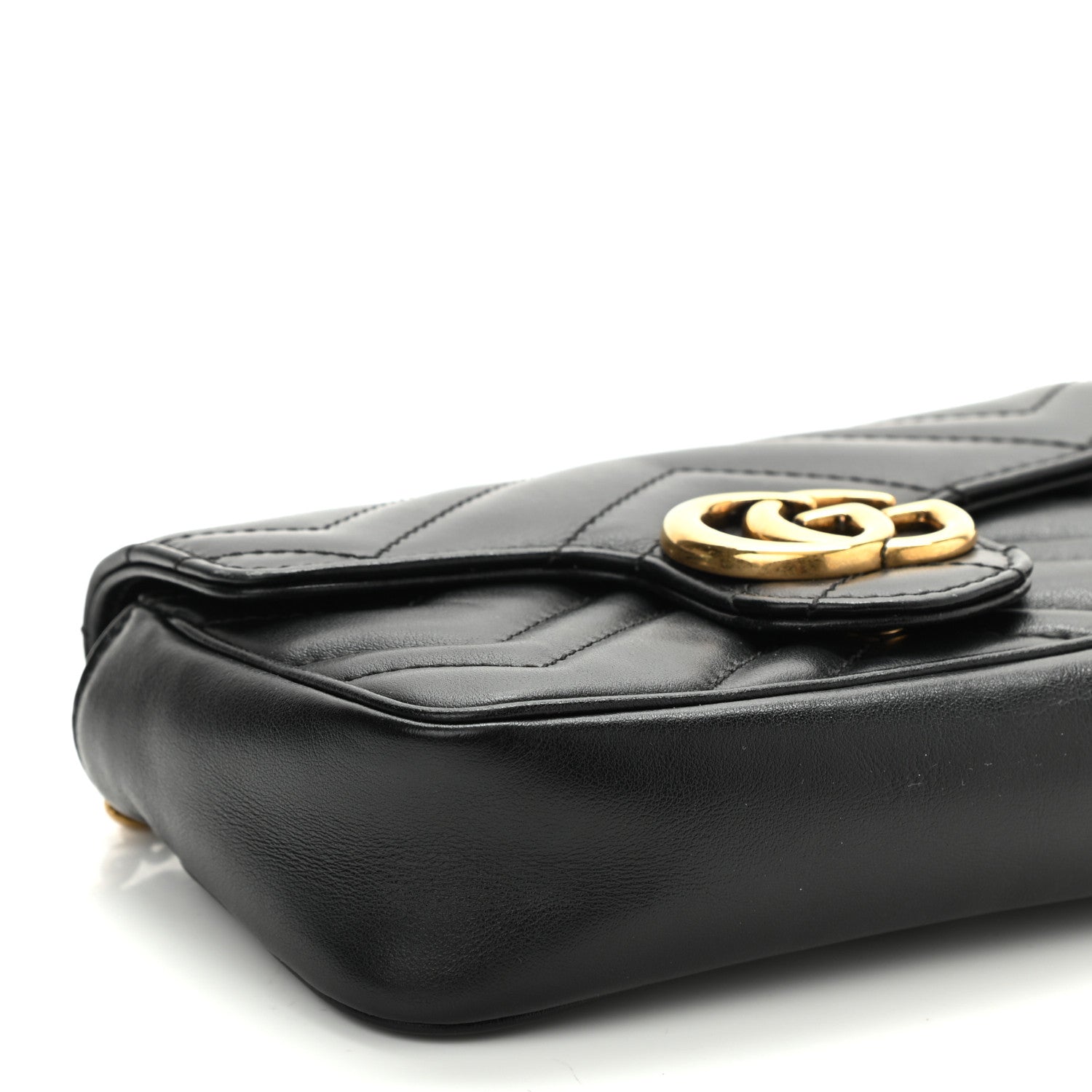 Gucci Calfskin Matelasse Super Mini GG Marmont Shoulder Bag Black 10 of 11