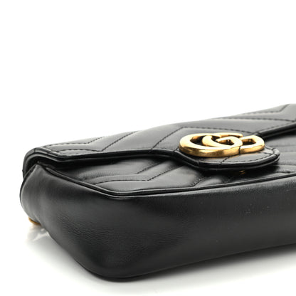 Gucci Calfskin Matelasse Super Mini GG Marmont Shoulder Bag Black 10 of 11