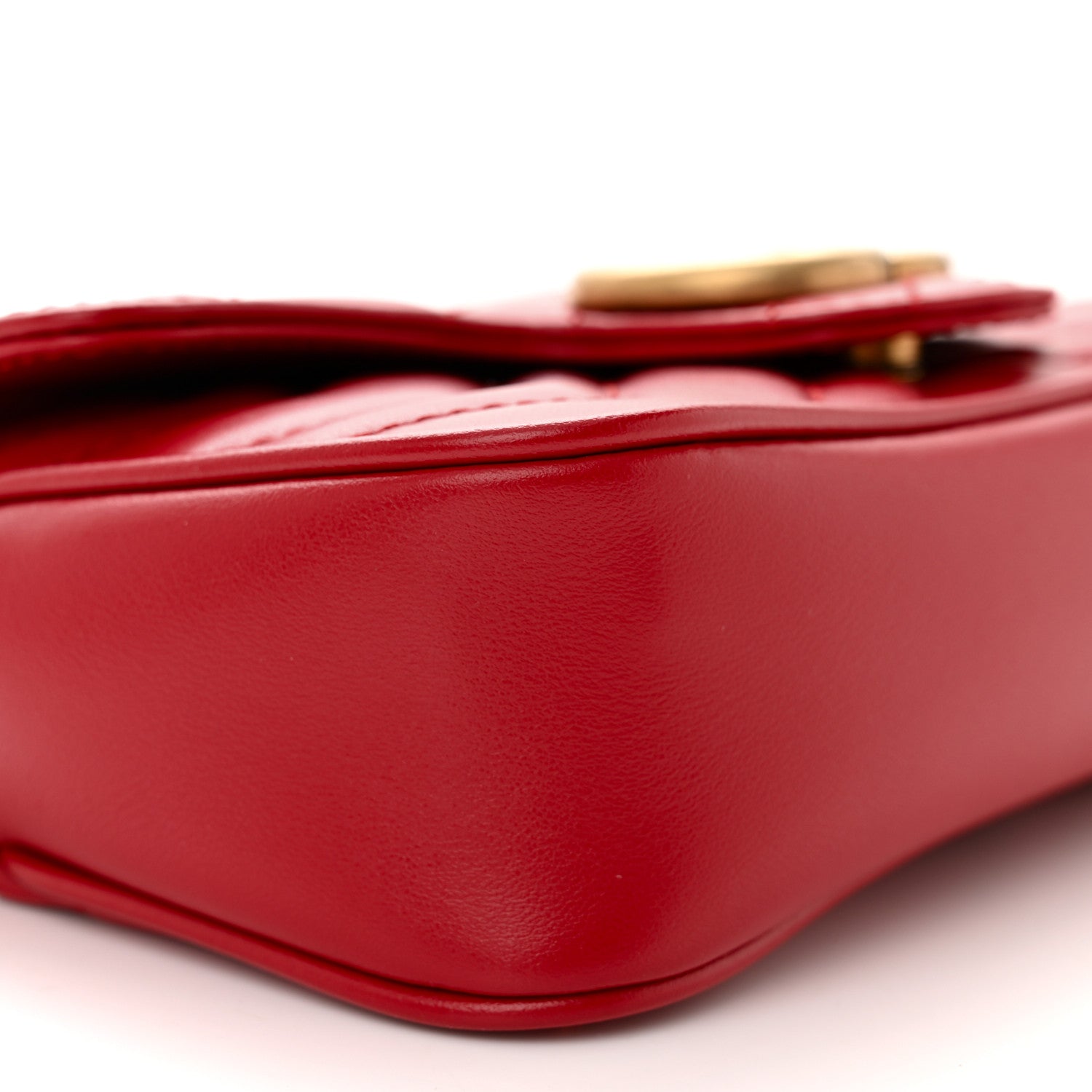 Gucci Calfskin Matelasse Super Mini GG Marmont Shoulder Bag Hibiscus Red 9 of 11
