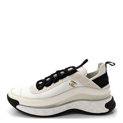 Chanel Velvet Calfskin Mixed Fibers CC Sneakers 40 Ivory Black 1 of 8