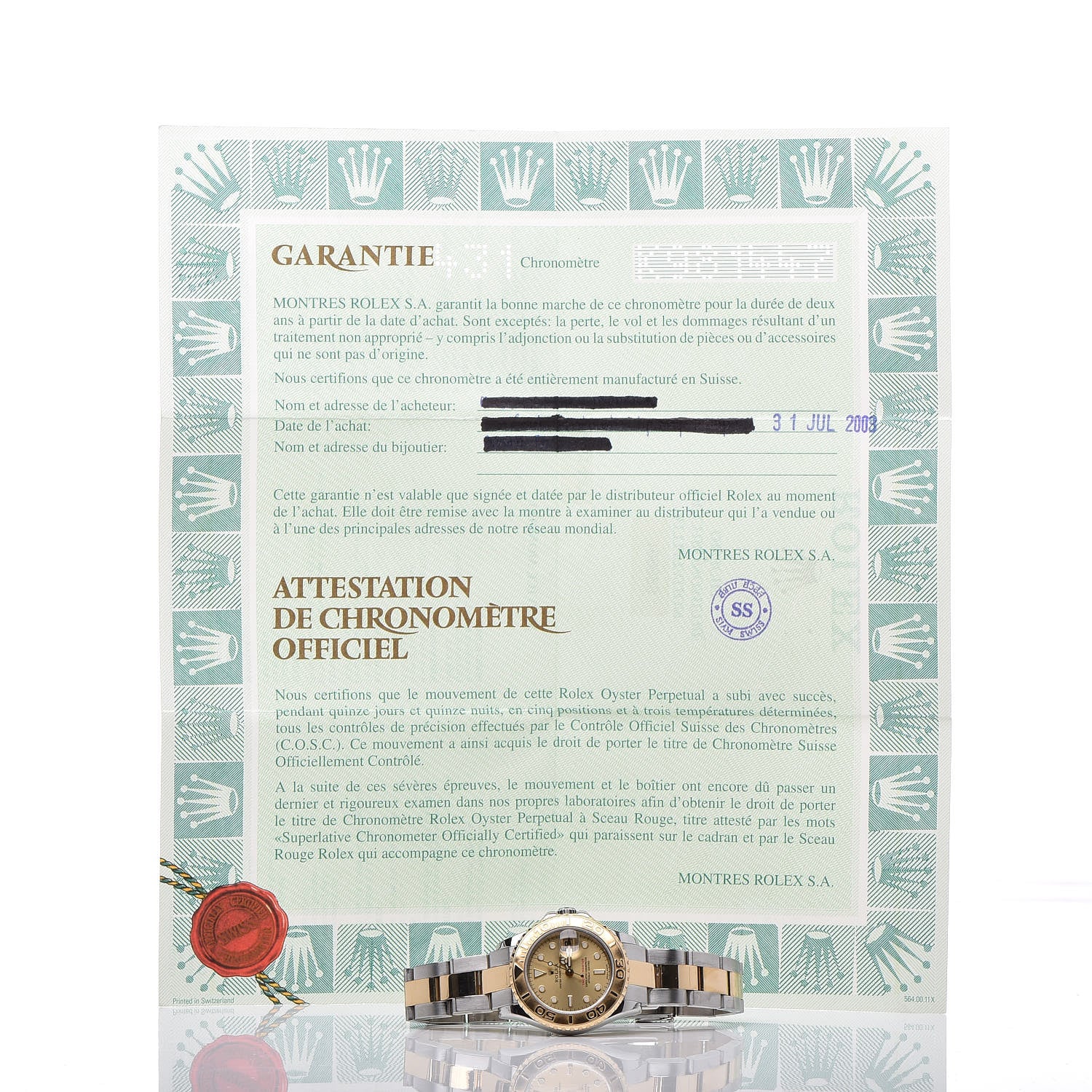 Rolex Stainless Steel 18K Yellow Gold 29mm Oyster Perpetual Date Yacht-Master Watch Champagne 169623 8 of 9